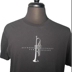 NEW ORLEANS BOURBON STREET Delta Ringspun Black T-Shirt Men’s XL Jazz Trombone
